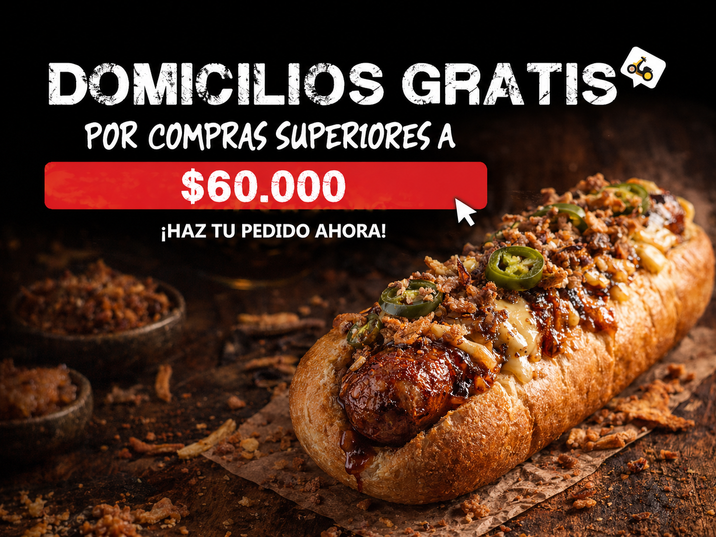 Promocion de domicilios gratis por compras superiores a 60.000 en la pagina web