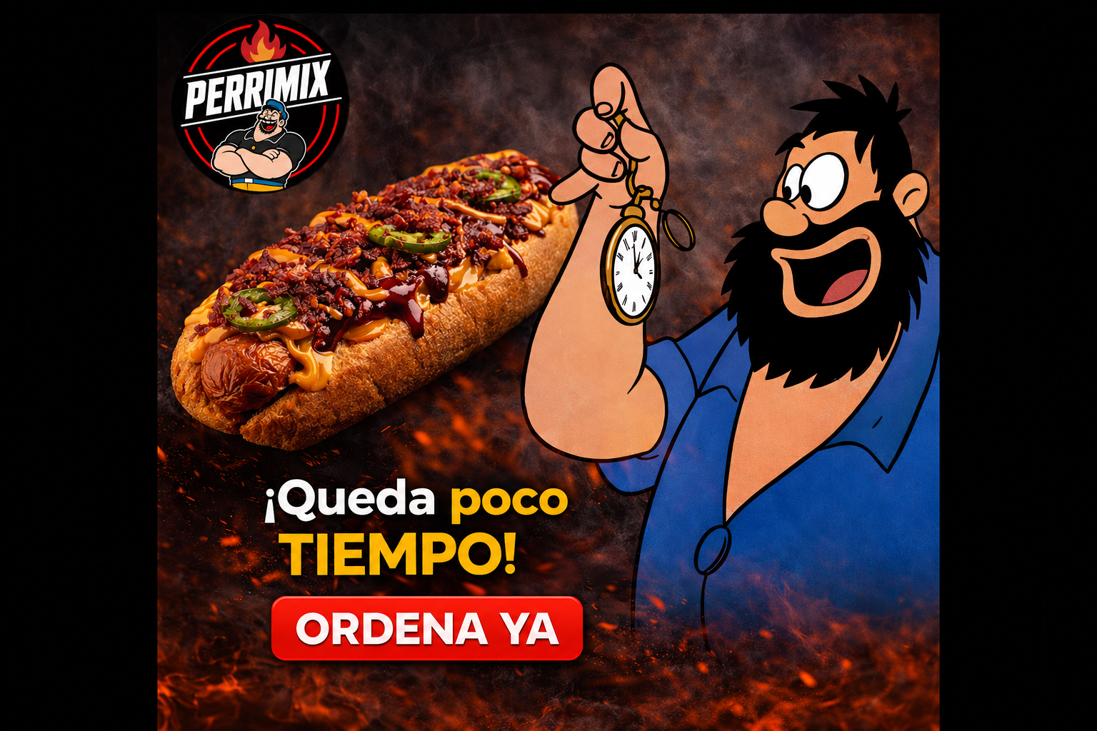 Promocion de Perrimix con mensaje de ordena ya